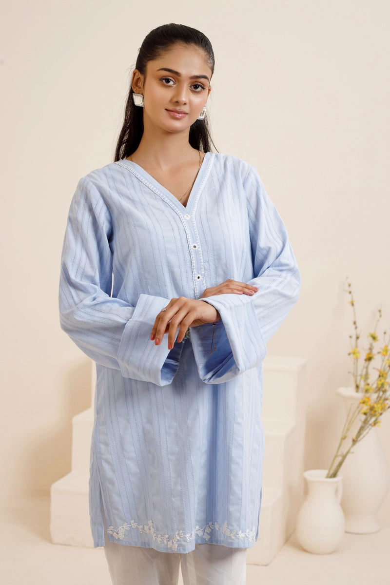 Self Lawn Hand Embroidered Stitched Shirt