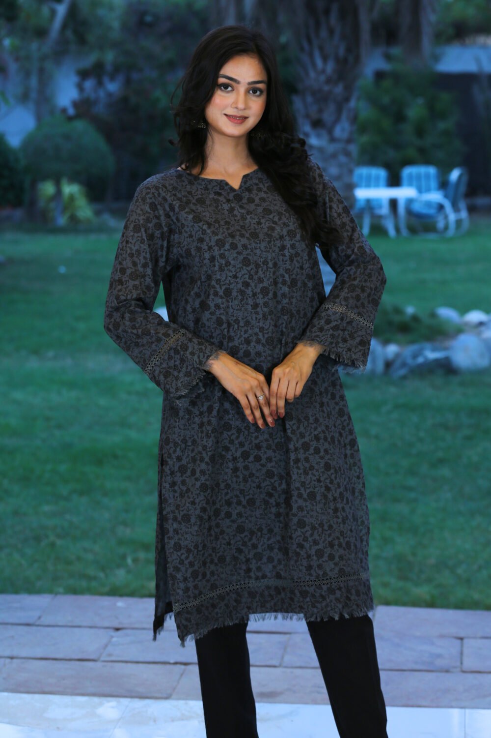 Grey Dusk – Black & Grey Casual Lawn Kurti - Image 6