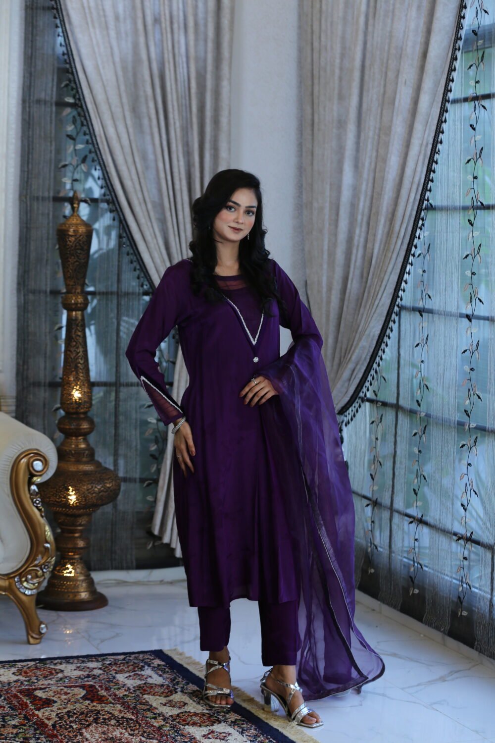 Purple Silk – 3-Piece Formal Silk Suit for Eid - Image 5