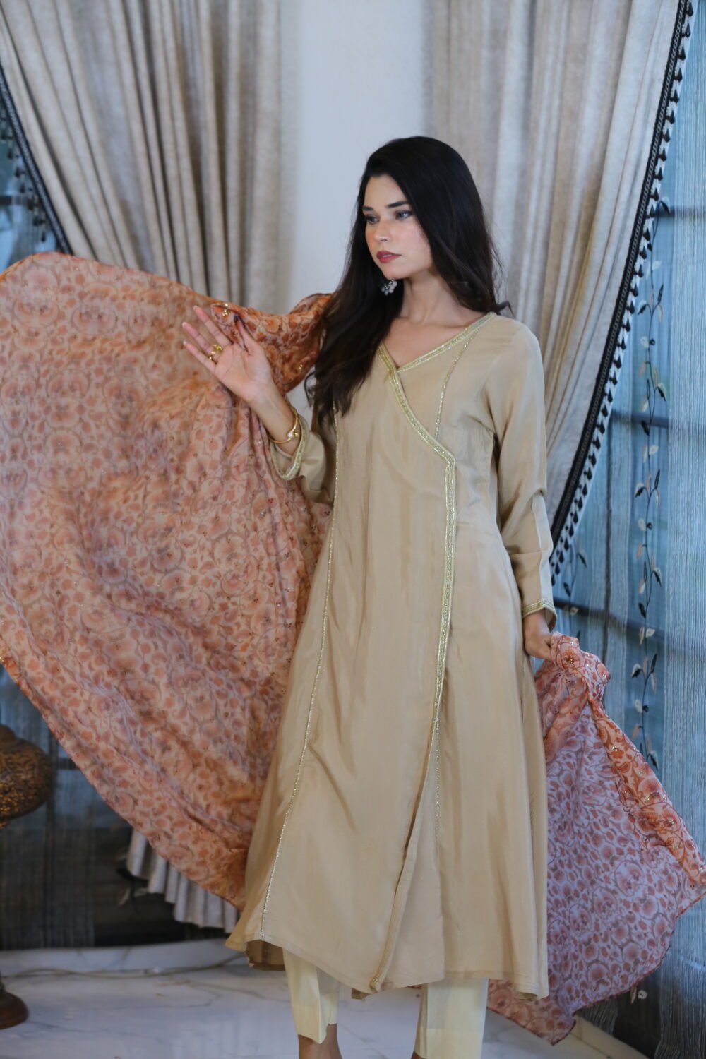 Mirror Glow – 2-Piece Shesha Silk Angrakha with Kamdani Dupatta - Image 3