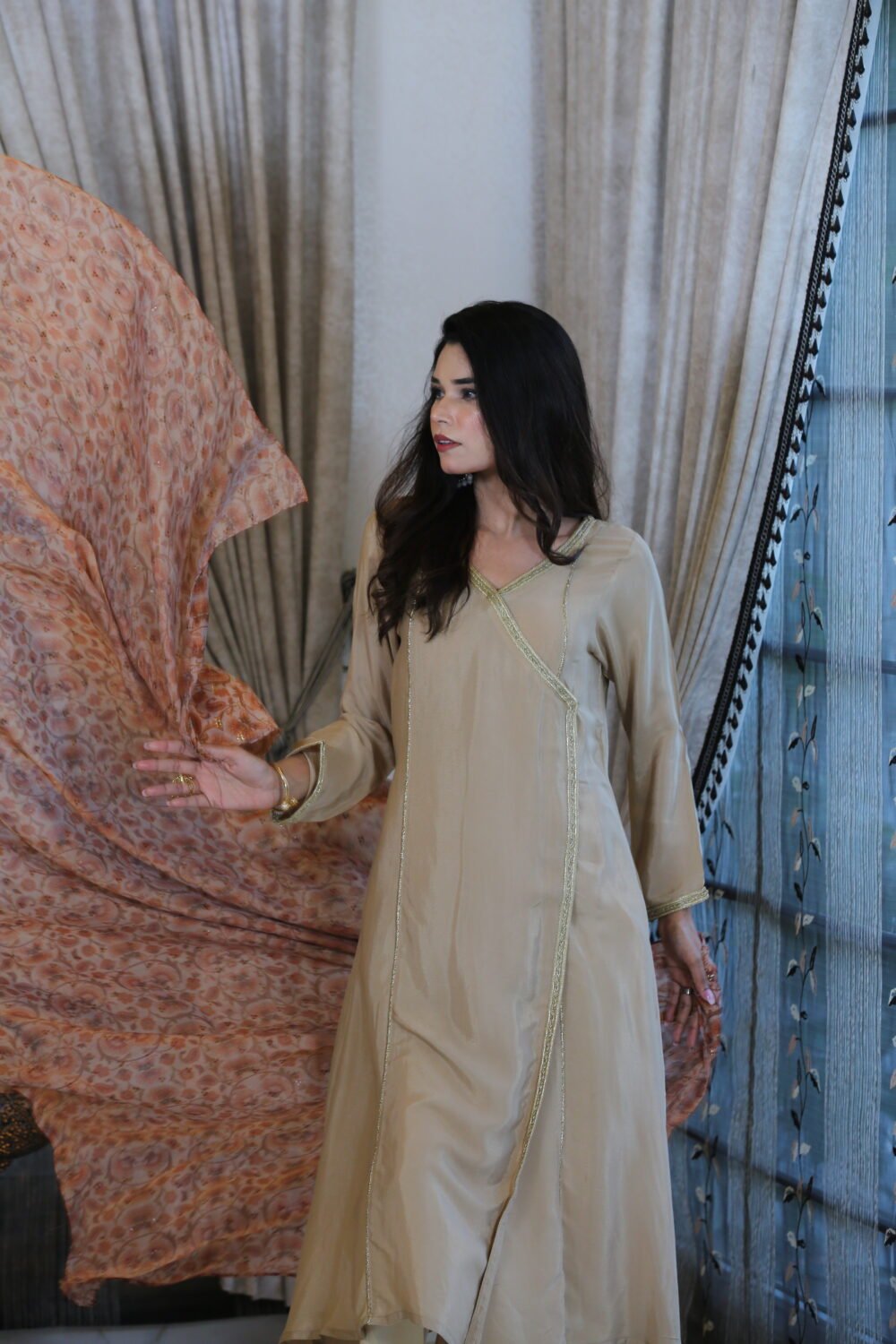 Mirror Glow – 2-Piece Shesha Silk Angrakha with Kamdani Dupatta - Image 4