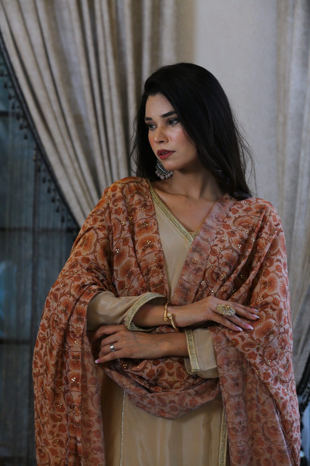 Mirror Glow – 2-Piece Shesha Silk Angrakha with Kamdani Dupatta - Image 5