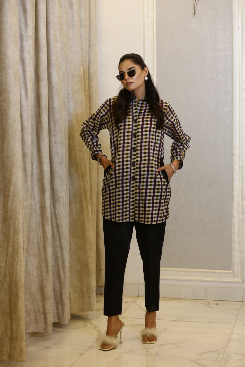 Black Check – Lawn Pocket Shirt in Black Check - Image 5
