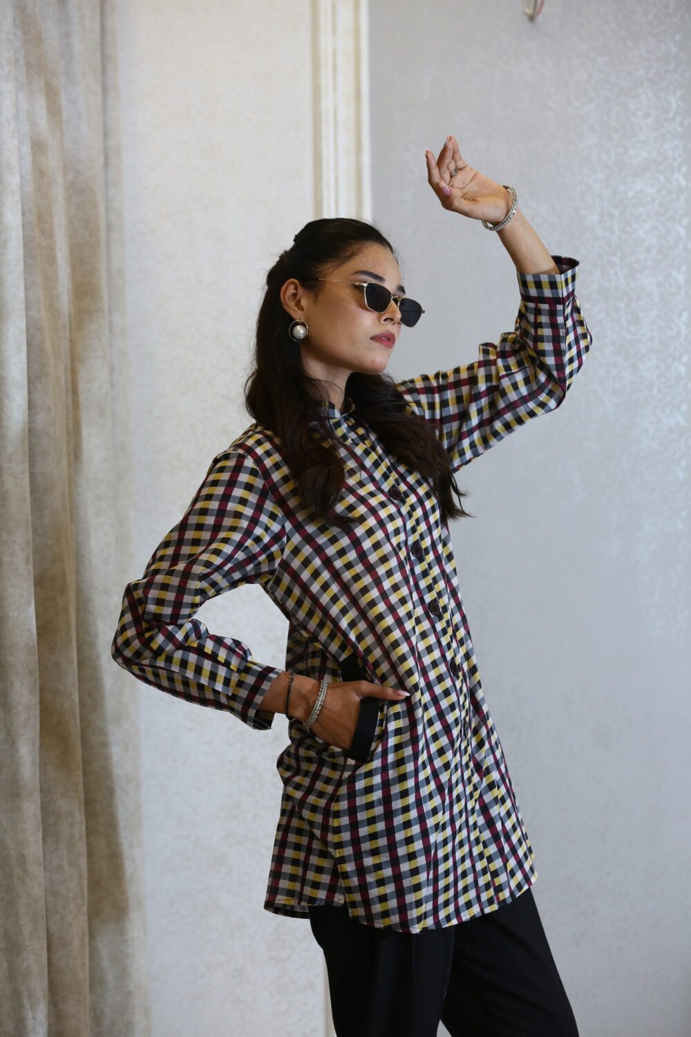 Black Check – Lawn Pocket Shirt in Black Check - Image 9
