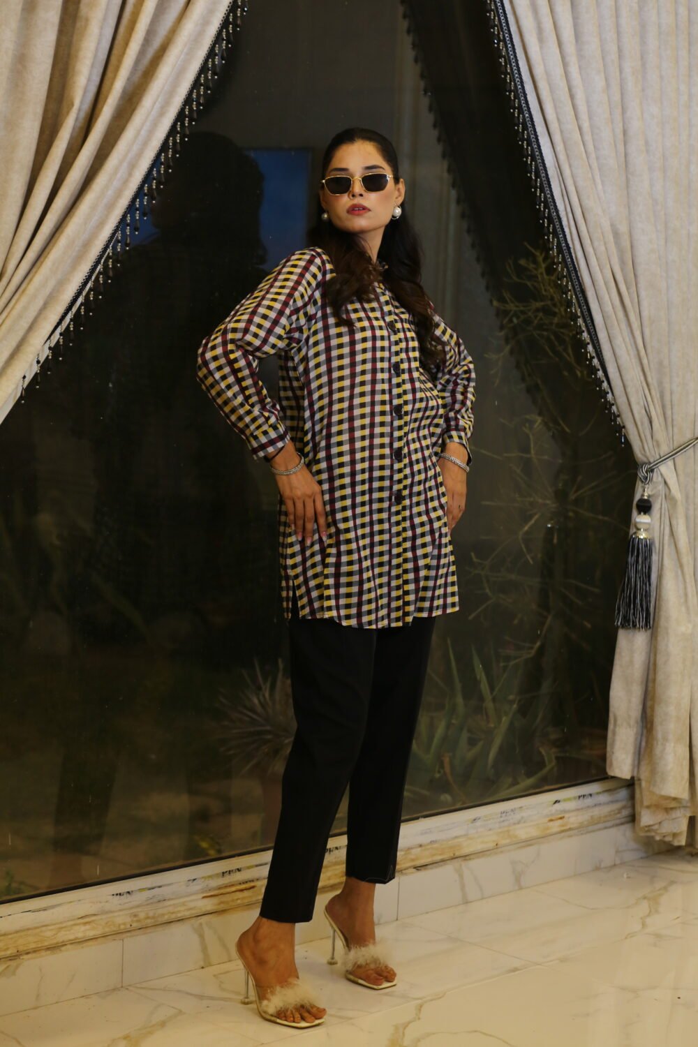 Black Check – Lawn Pocket Shirt in Black Check - Image 4