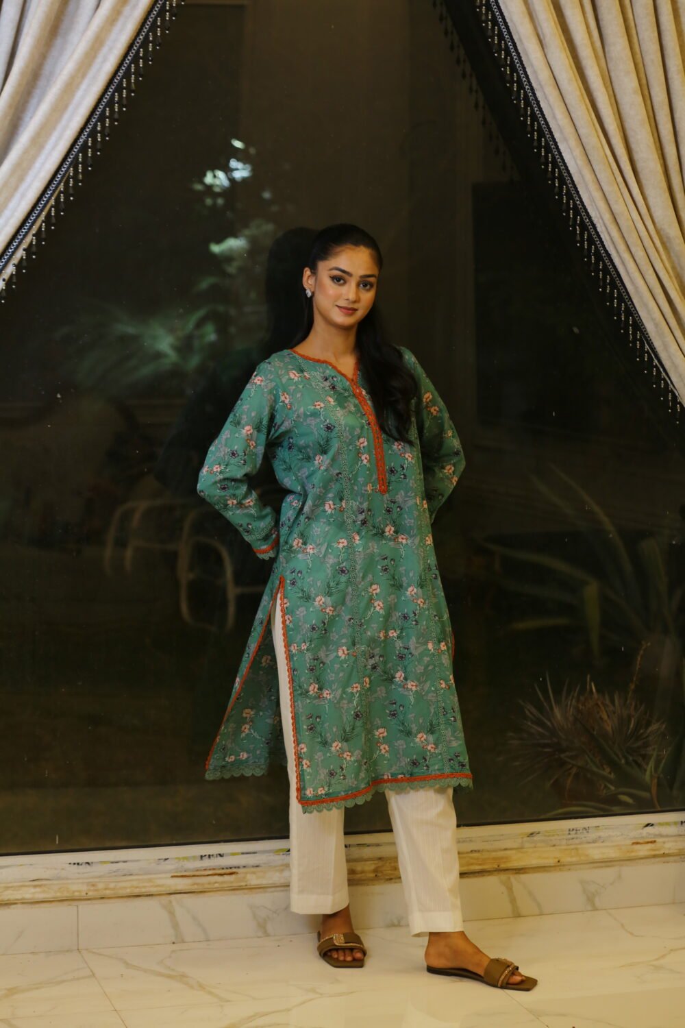 Blue Ease – Casual Lawn Kurti in Blue - Image 4