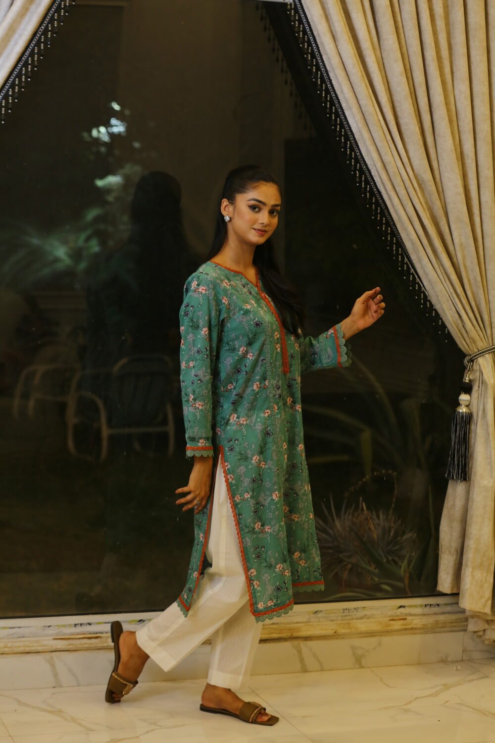 Blue Ease – Casual Lawn Kurti in Blue - Image 3