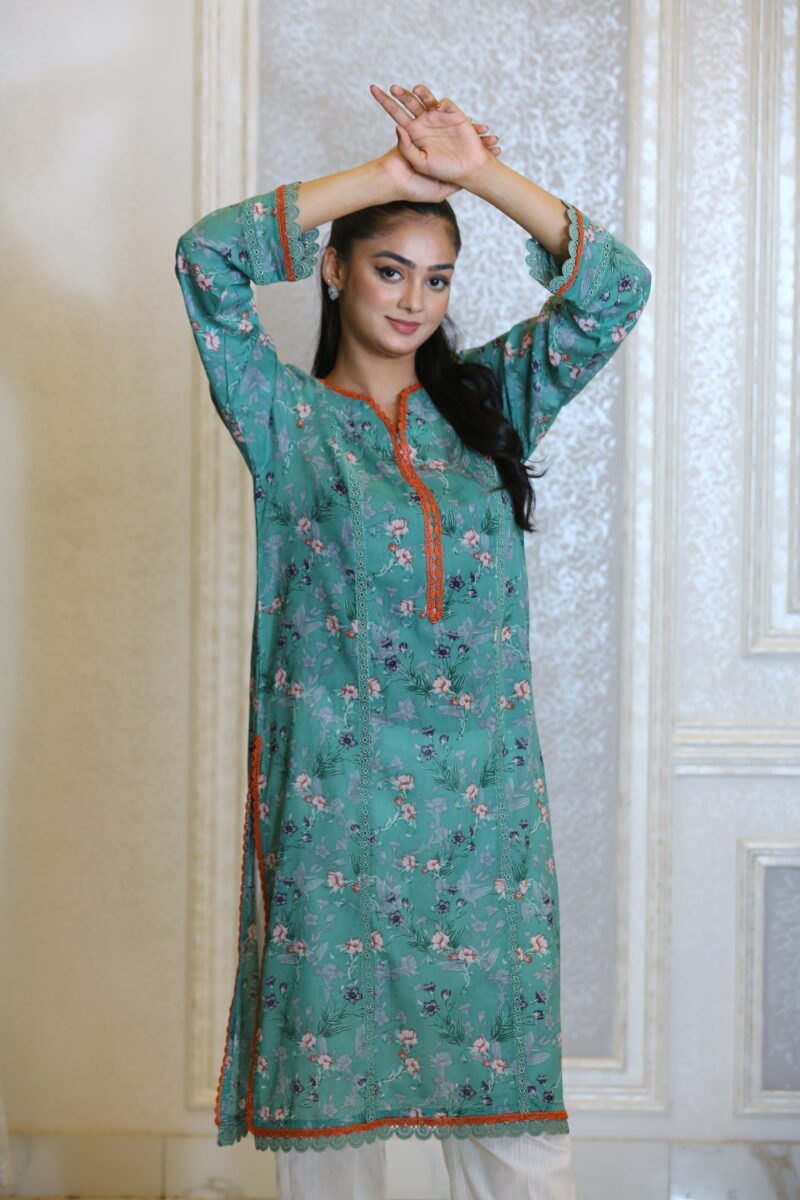 Blue Ease – Casual Lawn Kurti in Blue