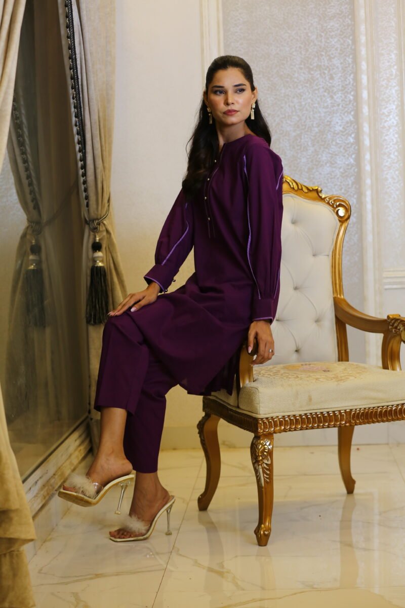 Plum Everyday – 2-Piece Purple Lawn Set (Kurti + Trouser)