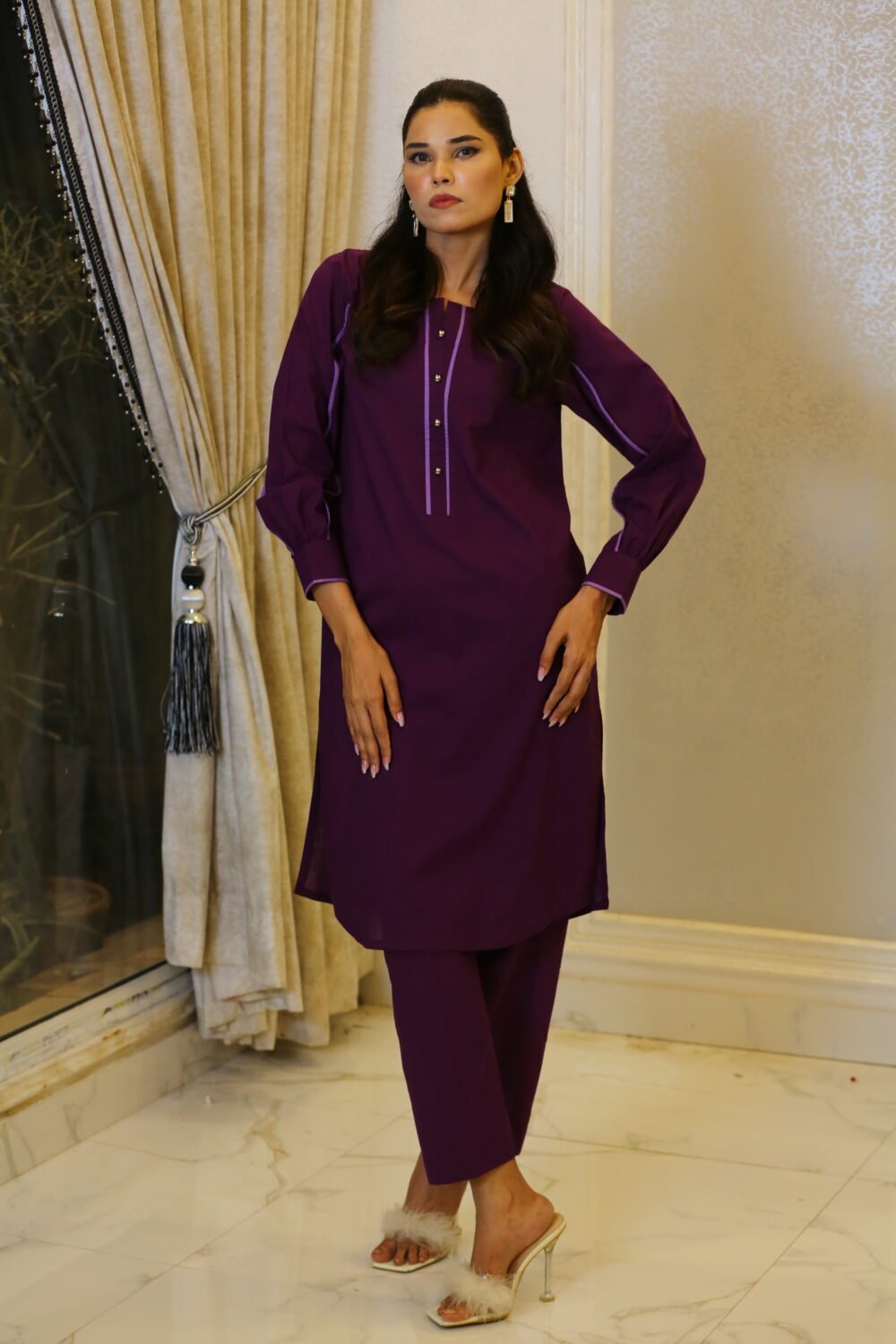 Plum Everyday – 2-Piece Purple Lawn Set (Kurti + Trouser) - Image 5