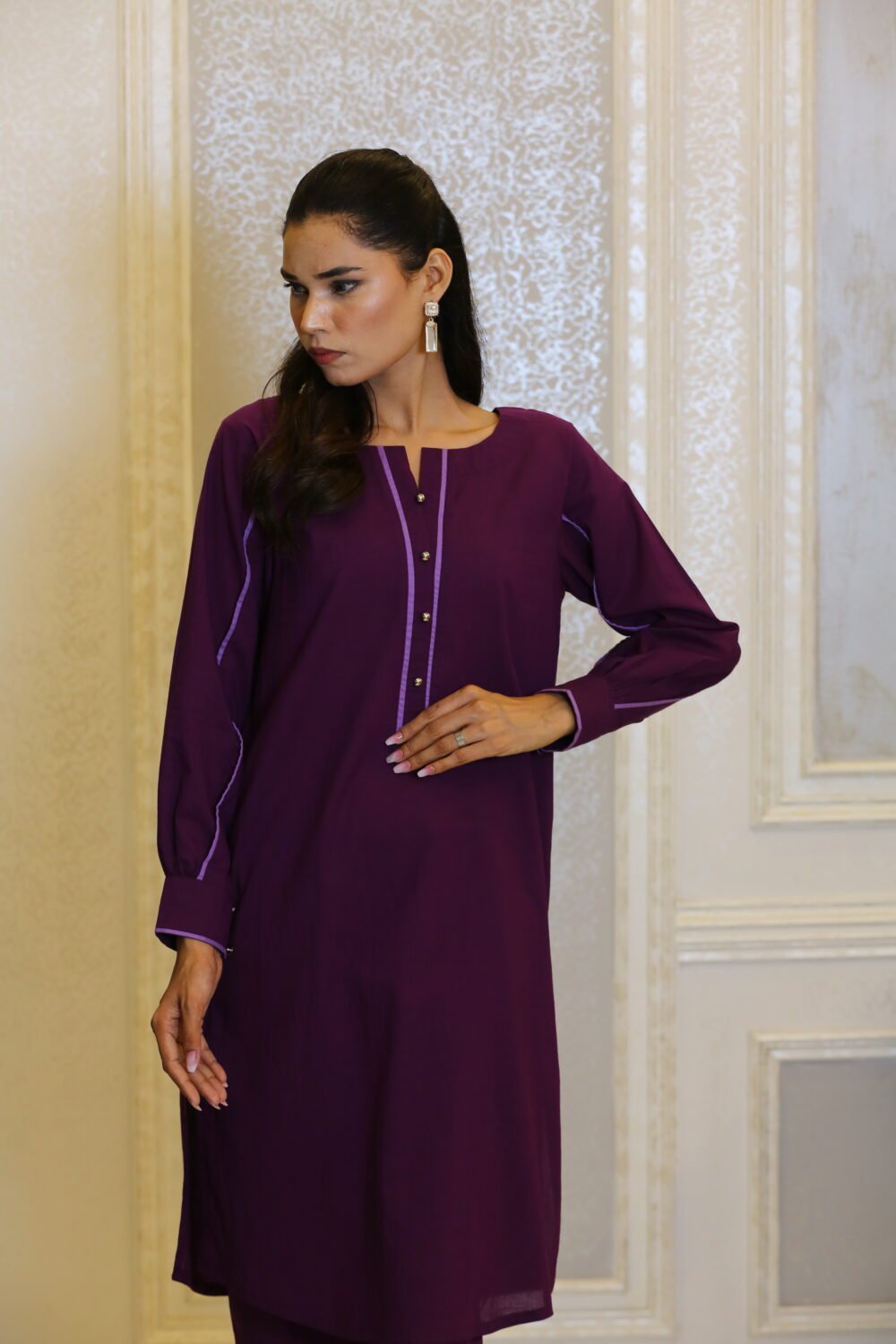 Plum Everyday – 2-Piece Purple Lawn Set (Kurti + Trouser) - Image 7