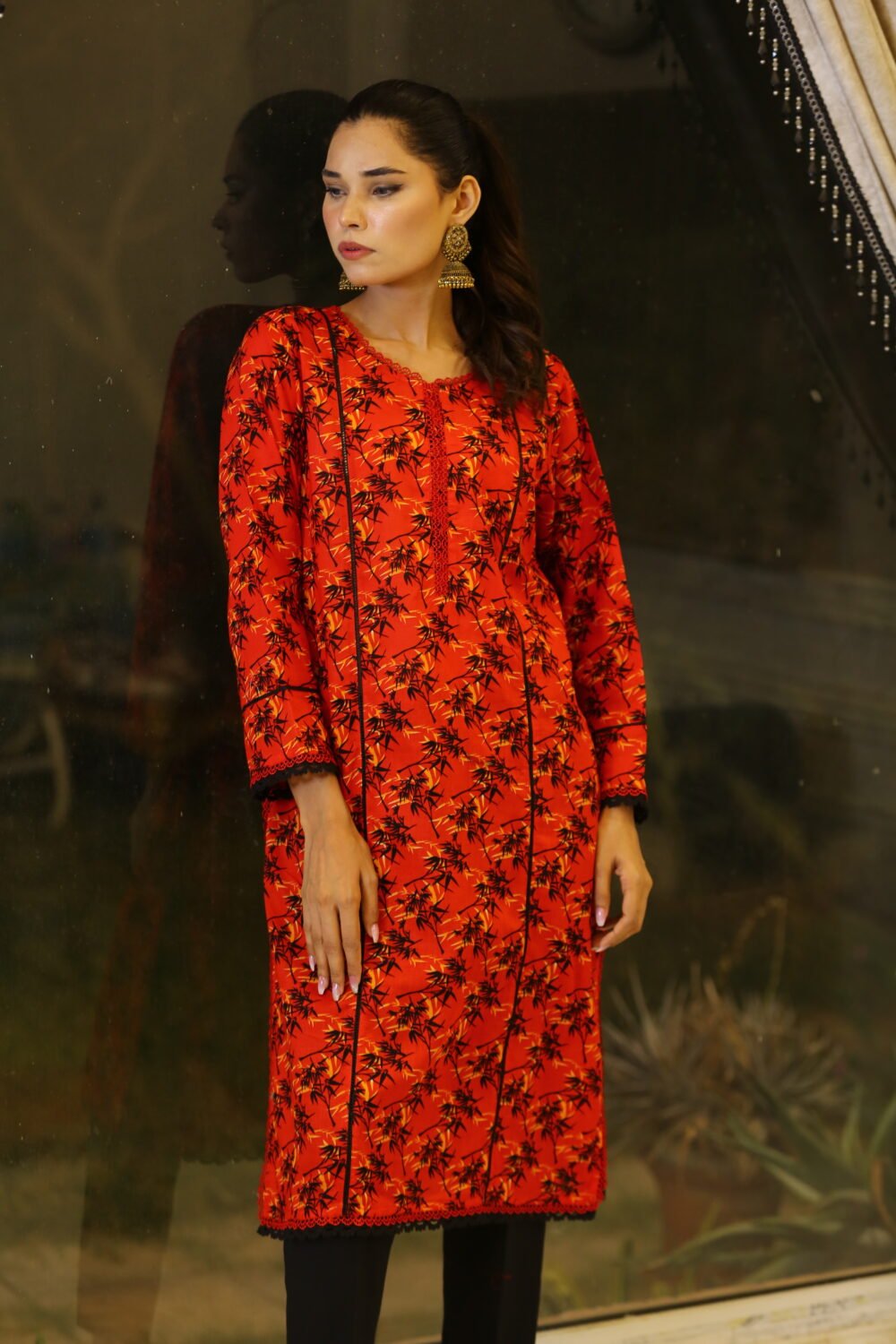 Red Glow – Red Lawn Kurti for Everyday Wear