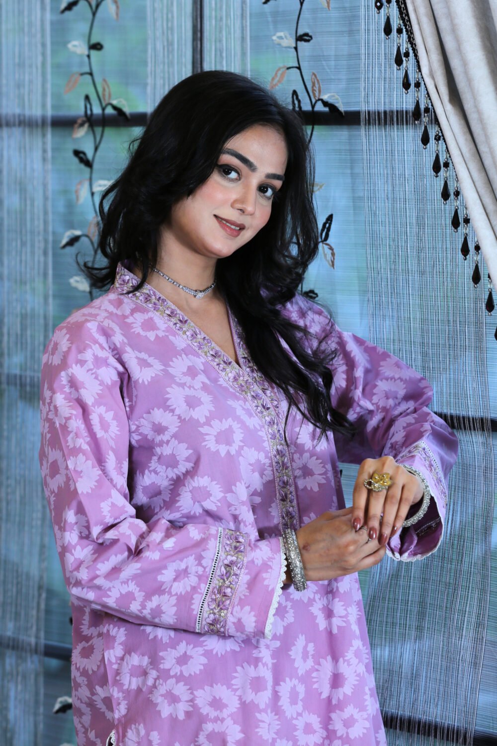 Lavender Touch – 2-Piece Broshia Lawn Shirt with Yarn Dyed Trouser - Image 5
