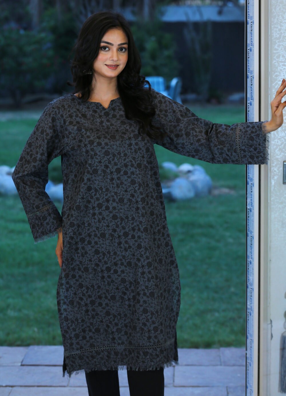 Grey Dusk – Black & Grey Casual Lawn Kurti - Image 7