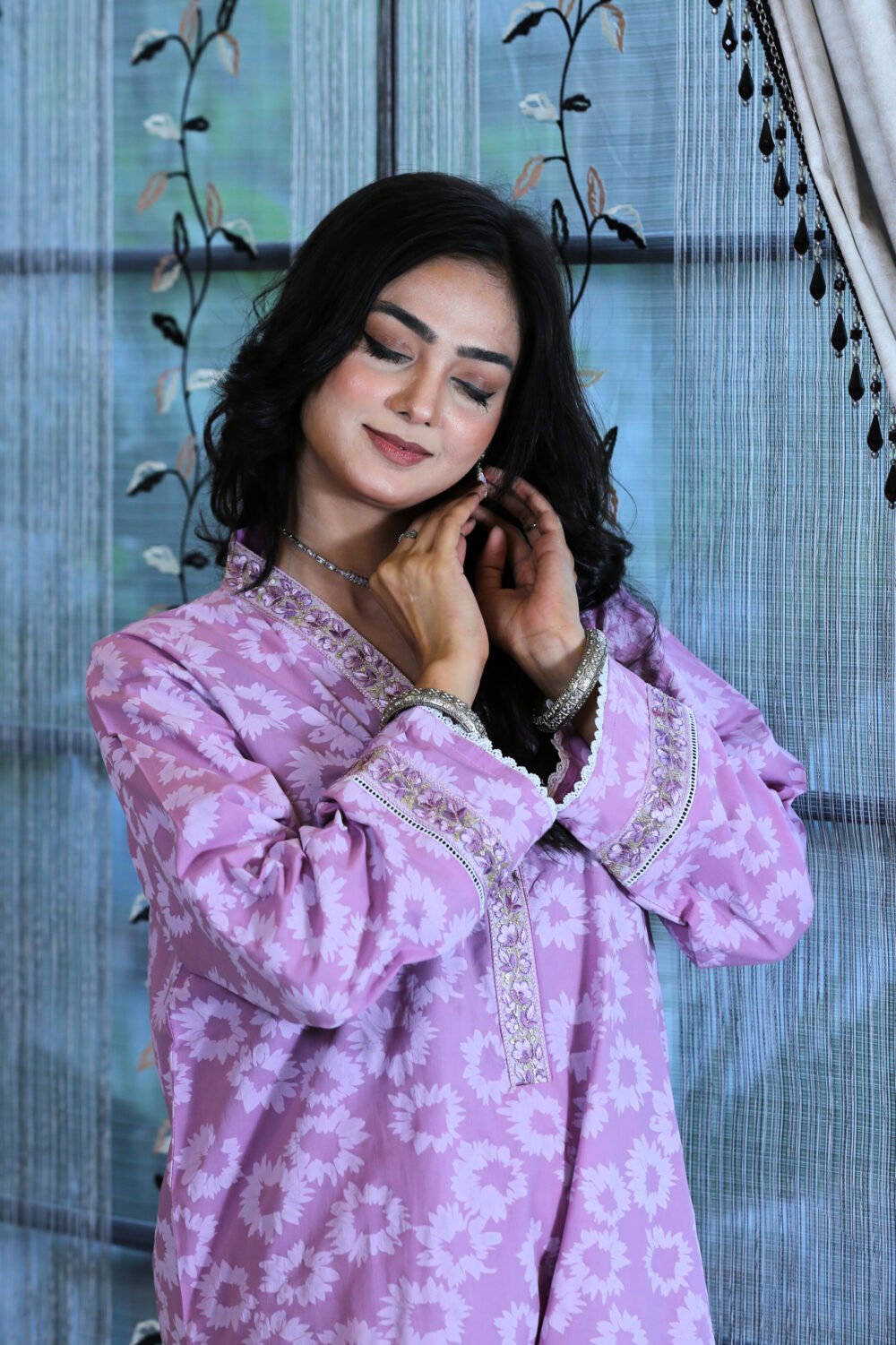 Lavender Touch – 2-Piece Broshia Lawn Shirt with Yarn Dyed Trouser - Image 8